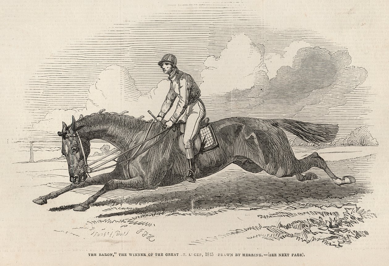 „Baron”, zwycięzca Great St. Leger, z „The Illustrated London News”, 27 września 1845 autorstwa John Frederick Herring Senior
