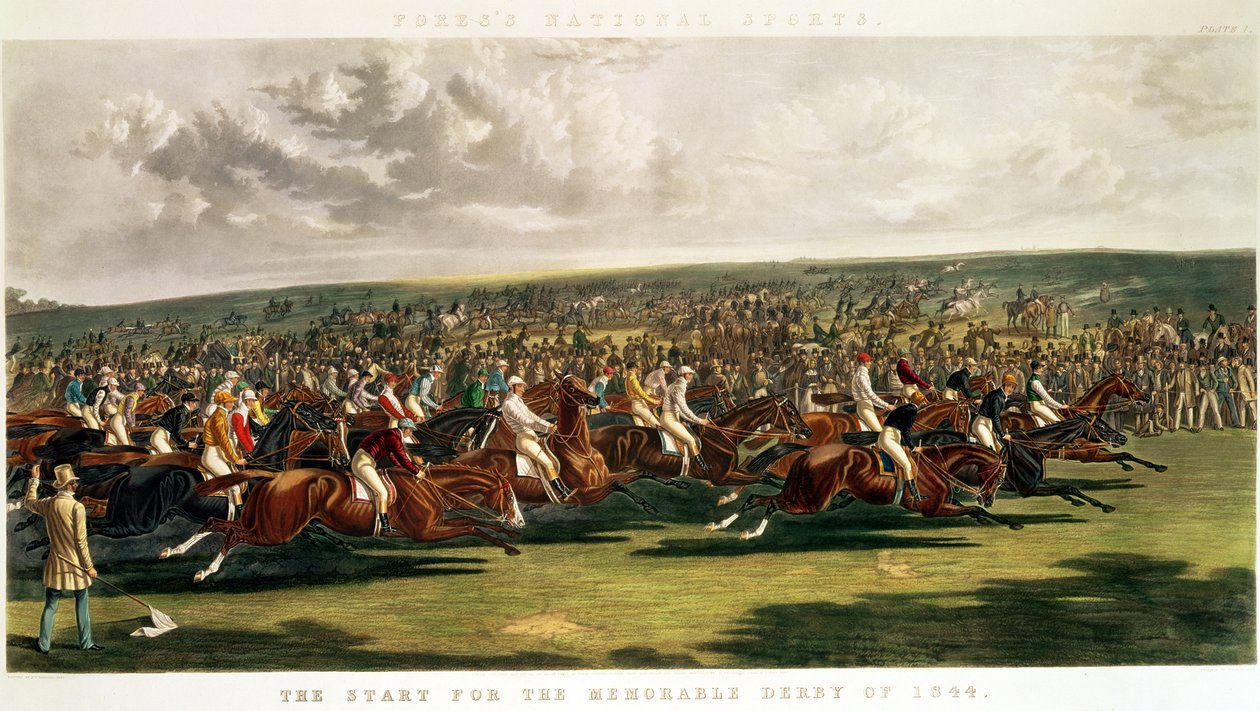 Początek pamiętnego derby z 1844 r., rytowany przez Charlesa Hunta (1803-77) autorstwa John Frederick Herring Senior