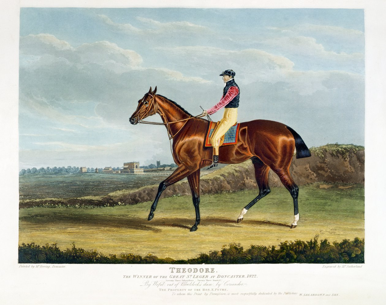 „Theodore”, zwycięzca Wielkiego St. Leger w Doncaster, 1822, ryty przez Thomasa Sutherlanda (b.c.1785), wyd. W. Sheardown und Son (akwatinta) autorstwa John Frederick Herring Senior