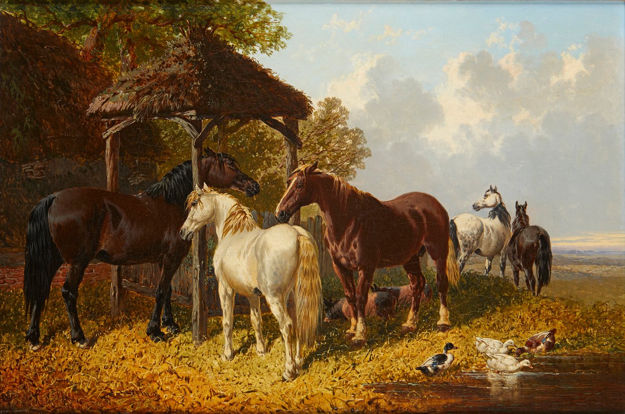 Scena pracowitego podwórka (olej na płótnie) autorstwa John Frederick Jr. Herring