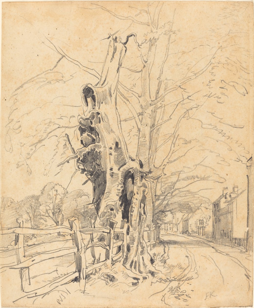 Drzewa przy płocie kolejowym autorstwa John Frederick Kensett