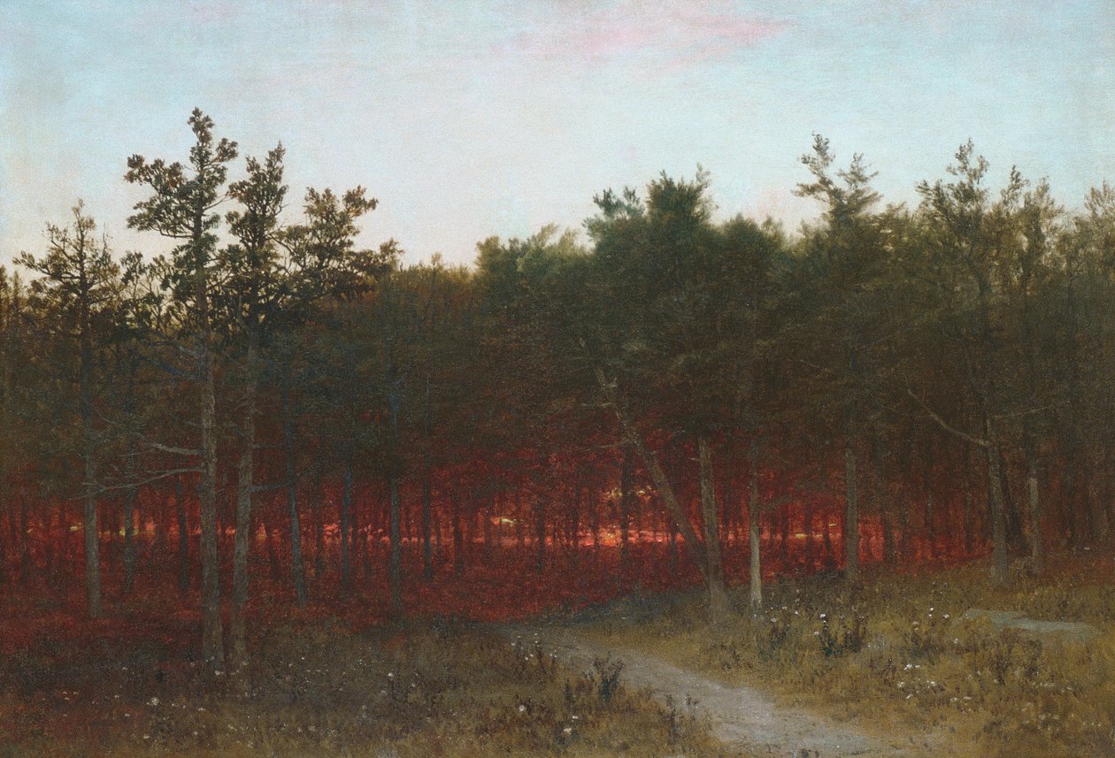 Zmierzch wśród cedrów w Darien w stanie Connecticut autorstwa John Frederick Kensett