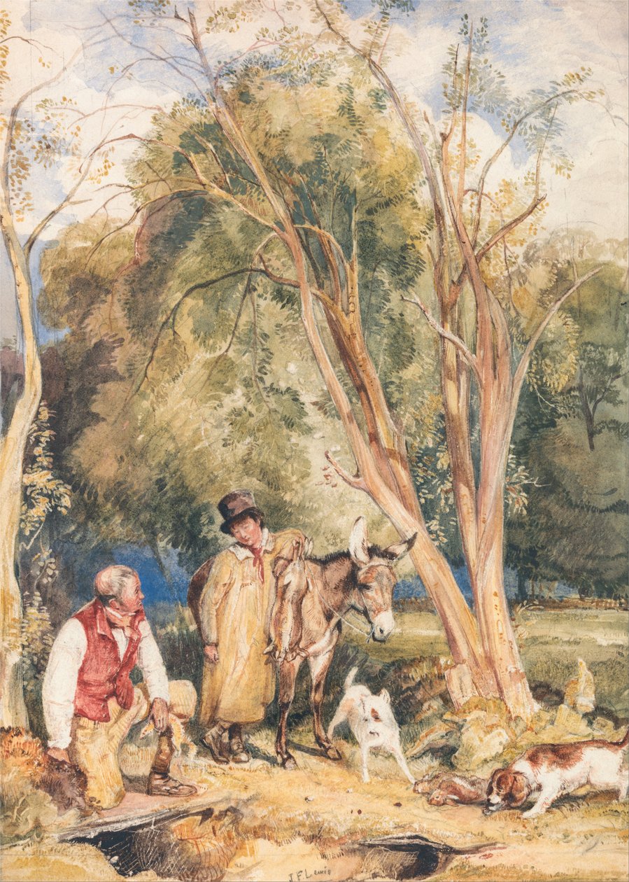 Opiekun zwierzyny i chłopiec fretkujący królika autorstwa John Frederick Lewis