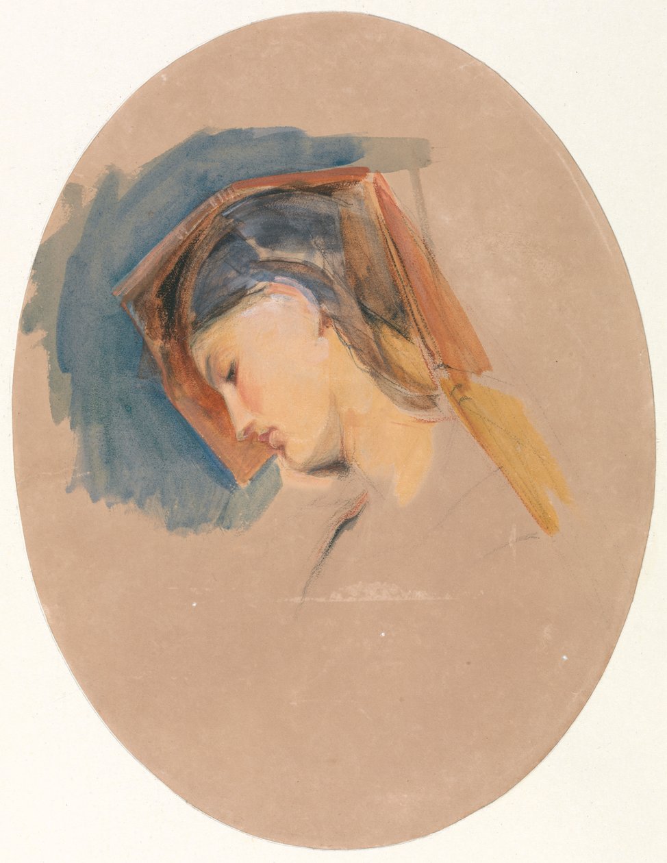 Głowa młodej kobiety autorstwa John Frederick Lewis