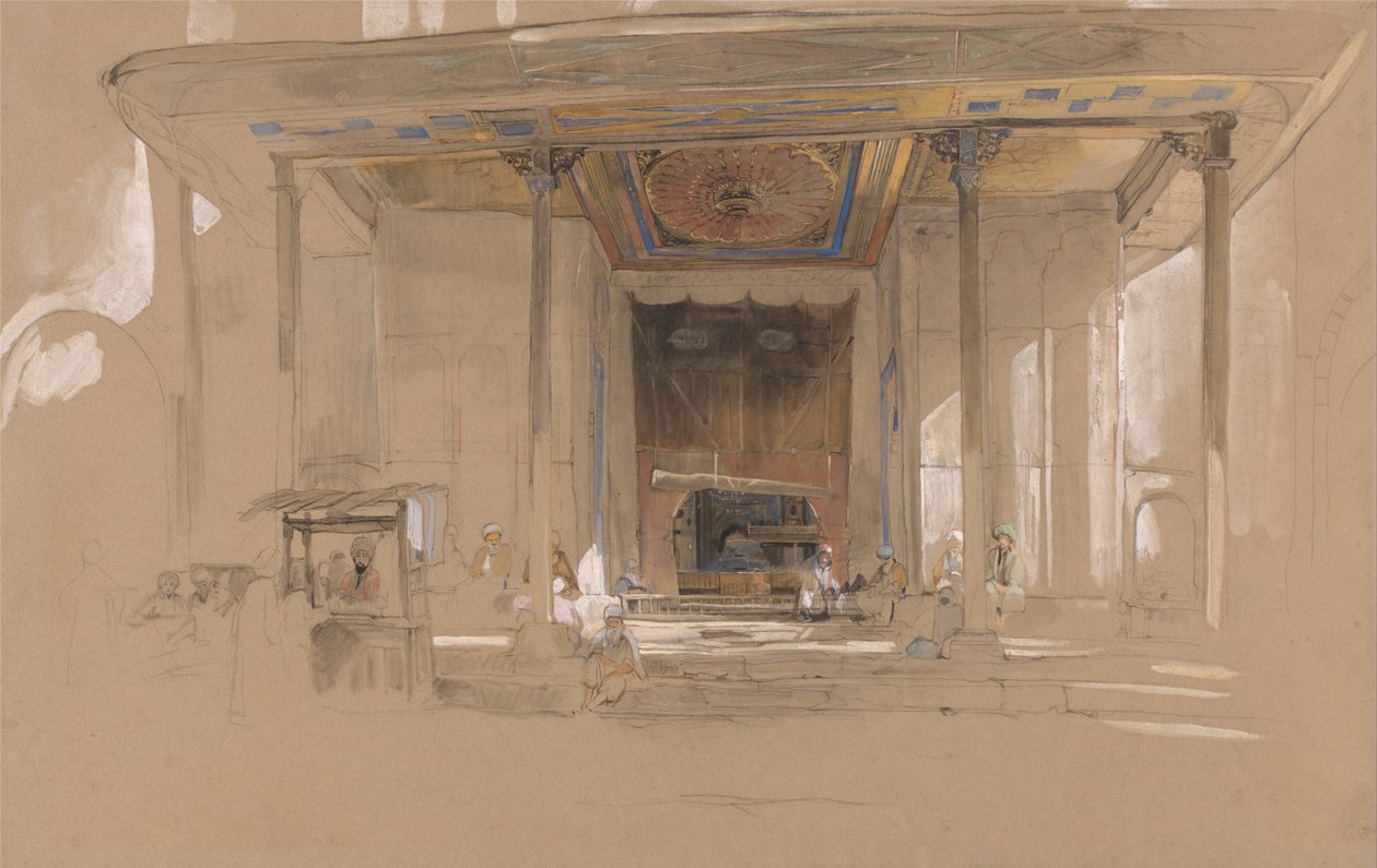 Główne wejście do Wielkiego Meczetu, (Ulu cami) Bursa, Turcja, autorstwa John Frederick Lewis