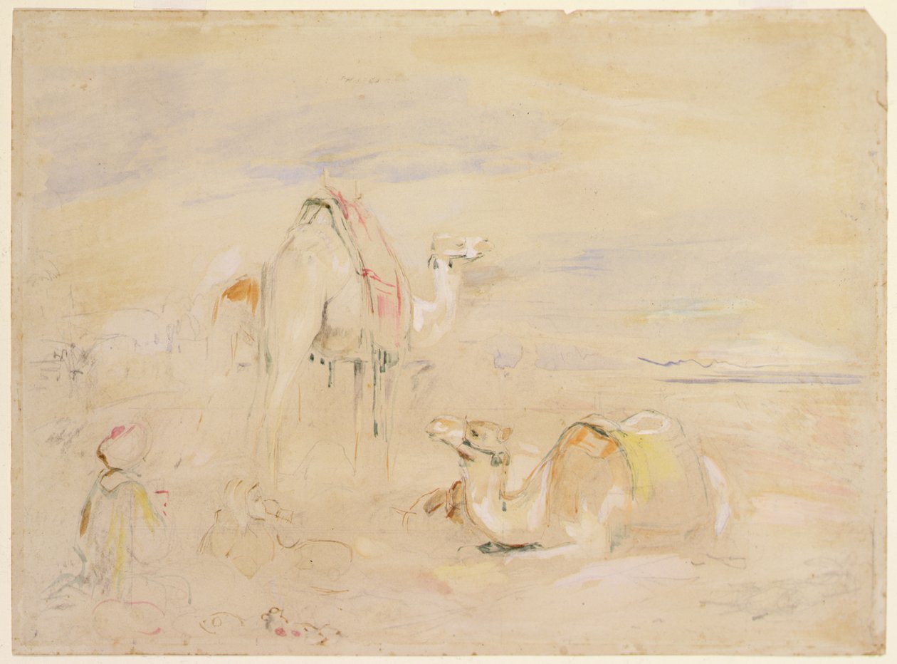Studium na postój na pustyni (ołówek i akwarela) autorstwa John Frederick Lewis