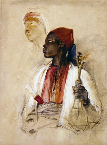 Studium dla okaziciela fajki, ok. 1856 (akwarela na papierze) autorstwa John Frederick Lewis