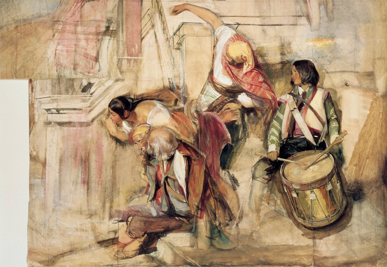 Studium do proklamacji Don Carlos, 1834-1838 autorstwa John Frederick Lewis