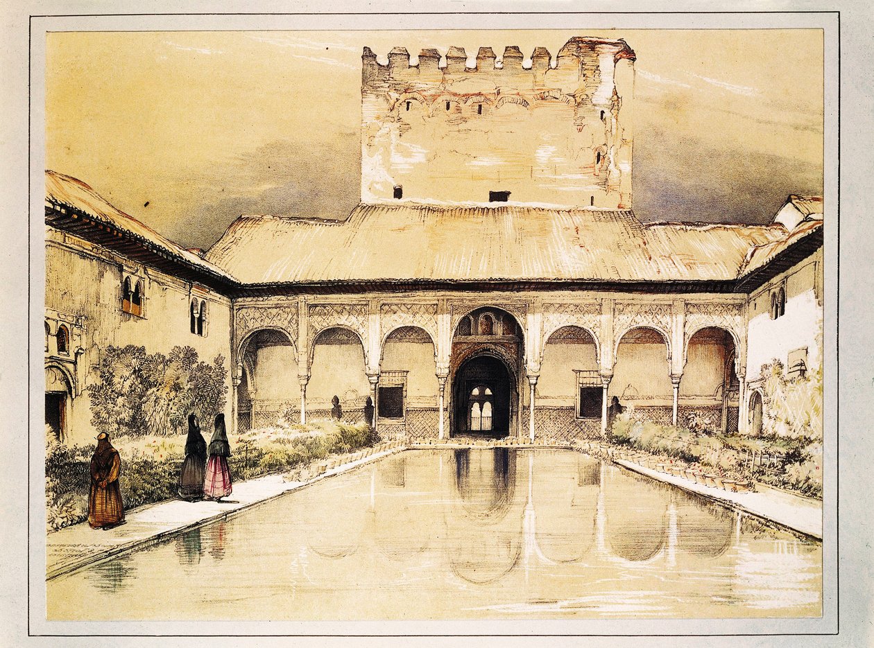 Alhambra w Granadzie, kolorowa litografia Johna Fredericka Lewisa autorstwa John Frederick Lewis