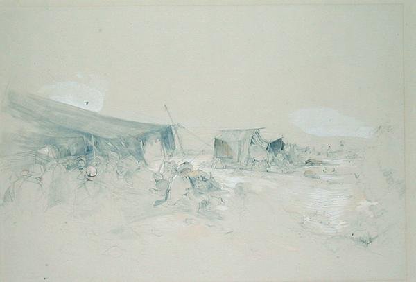 Pustynia Góry Synaj (ołówek i gwasz na papierze) autorstwa John Frederick Lewis