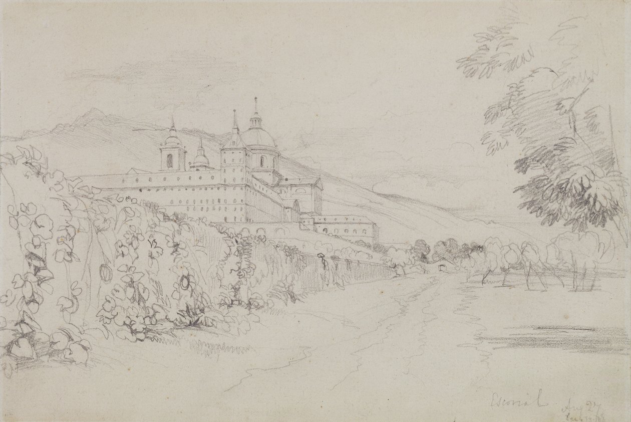 Escorial, Madryt, 1832 (ołówek) autorstwa John Frederick Lewis