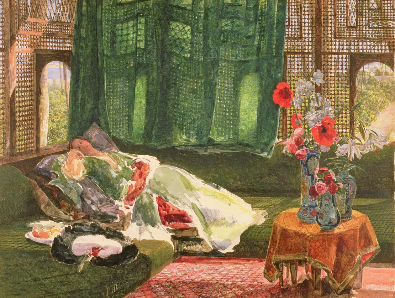 Siesta, ok. 1876 (toaleta i gwasz na graficie) autorstwa John Frederick Lewis