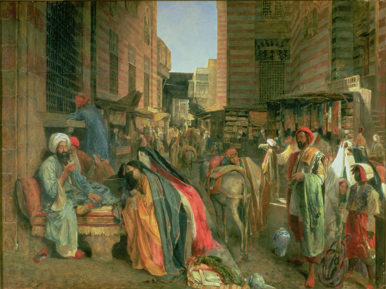 Ulica i Meczet Ghooreyah, Kair (panel) autorstwa John Frederick Lewis