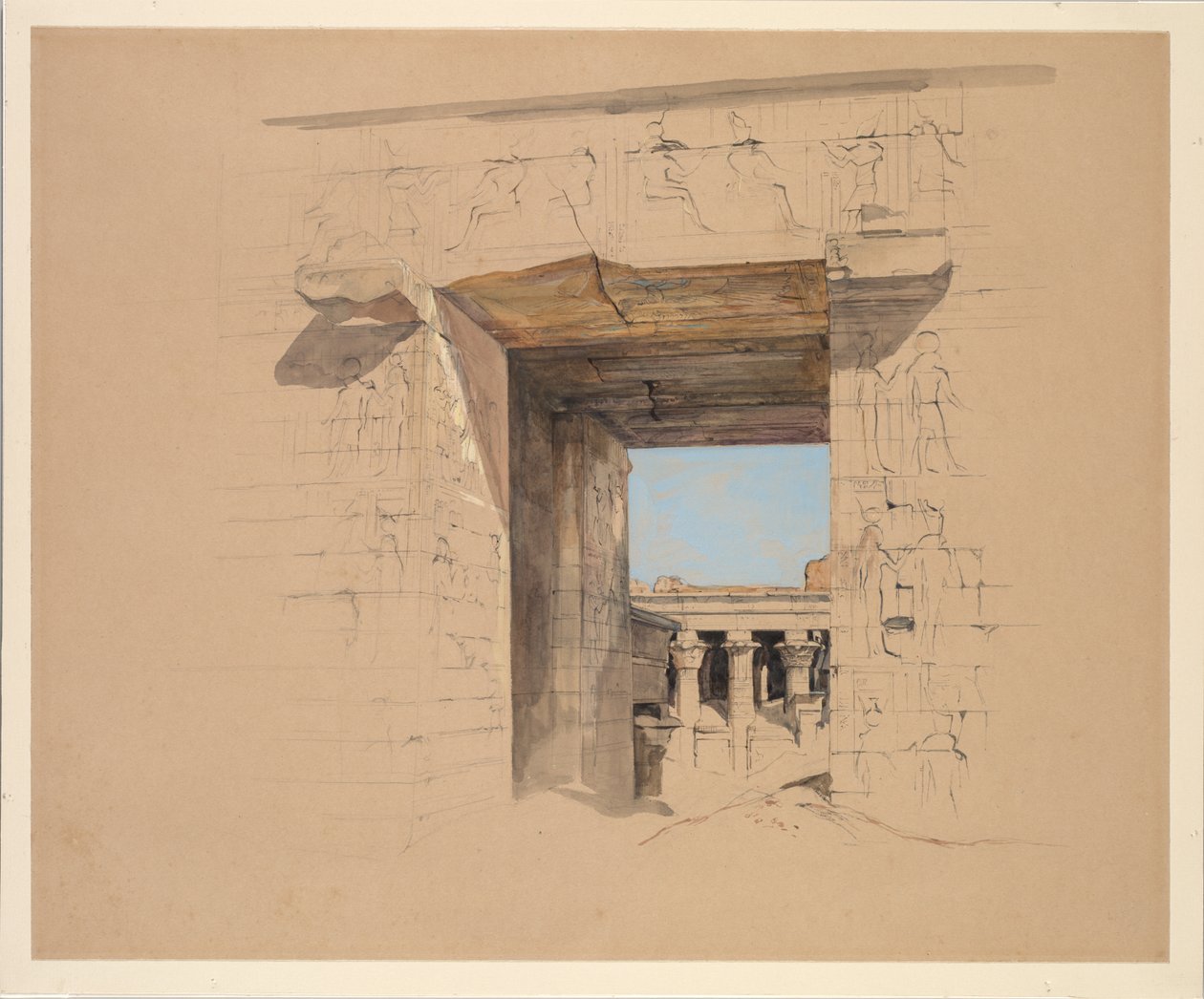Świątynia Edfu: Drzwi Pylon autorstwa John Frederick Lewis