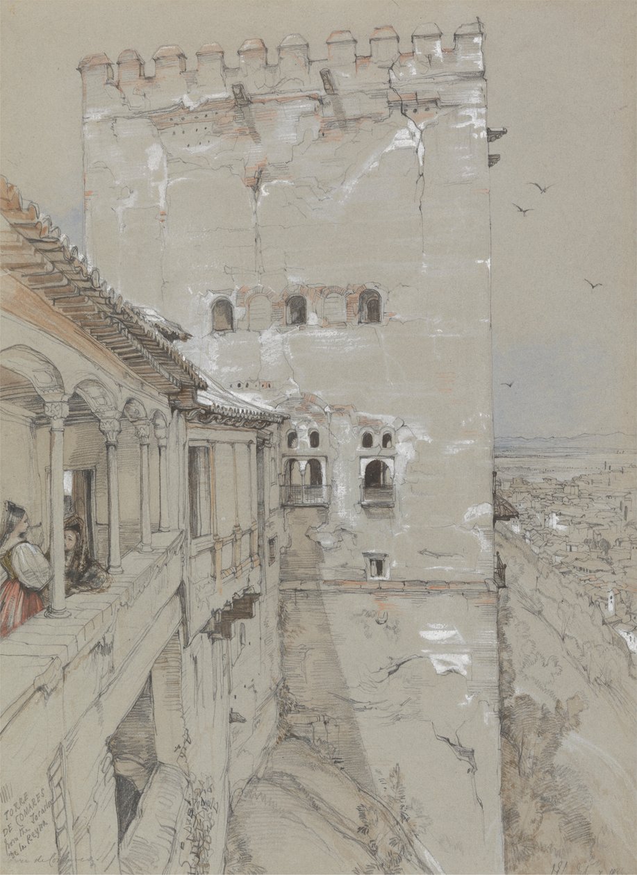 Torre de Comares, Alhambra, 1835 autorstwa John Frederick Lewis