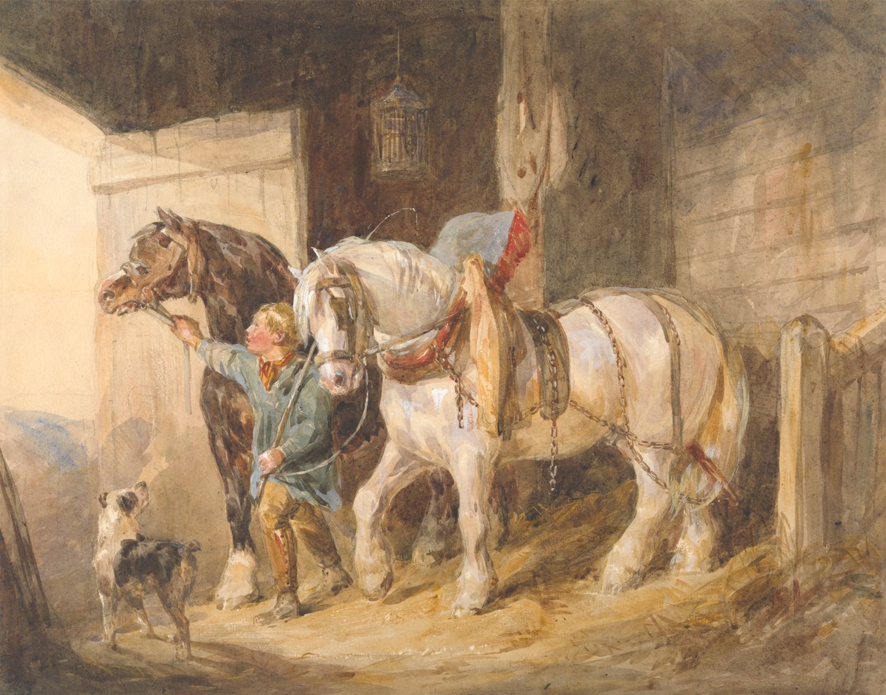 stajenny z furą koni autorstwa John Frederick Tayler