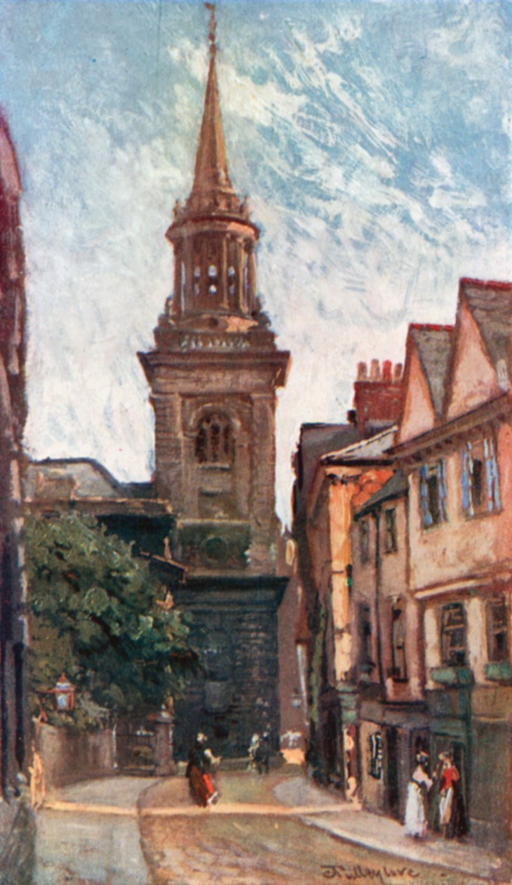 Kościół Wszystkich Świętych, od strony Turl Street (kolorowa litografia) autorstwa John Fulleylove