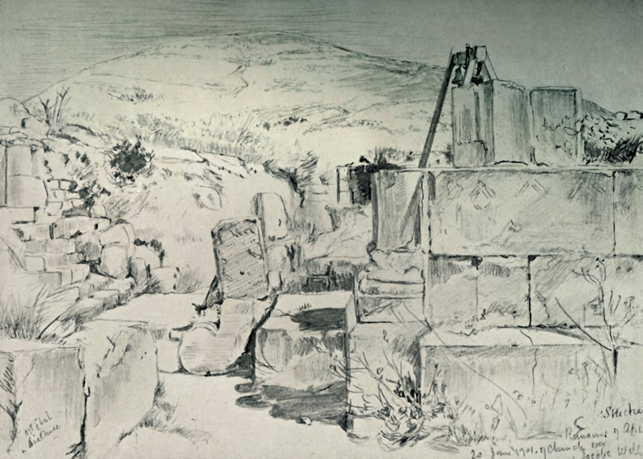 Apsyda kościoła z IV wieku nad studnią Jacobs w Shechum Nablus, 1902. autorstwa John Fulleylove