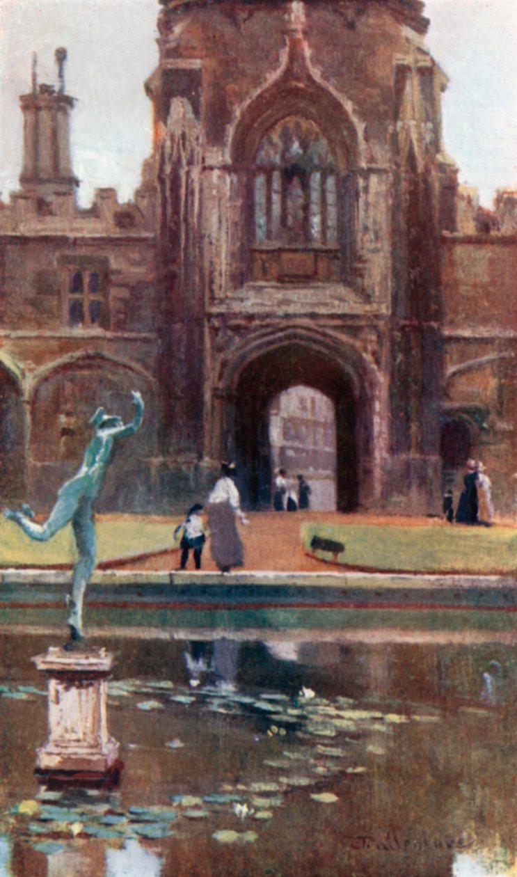 Christ Church College - Tom Quadrangle (kolorowa litografia) autorstwa John Fulleylove