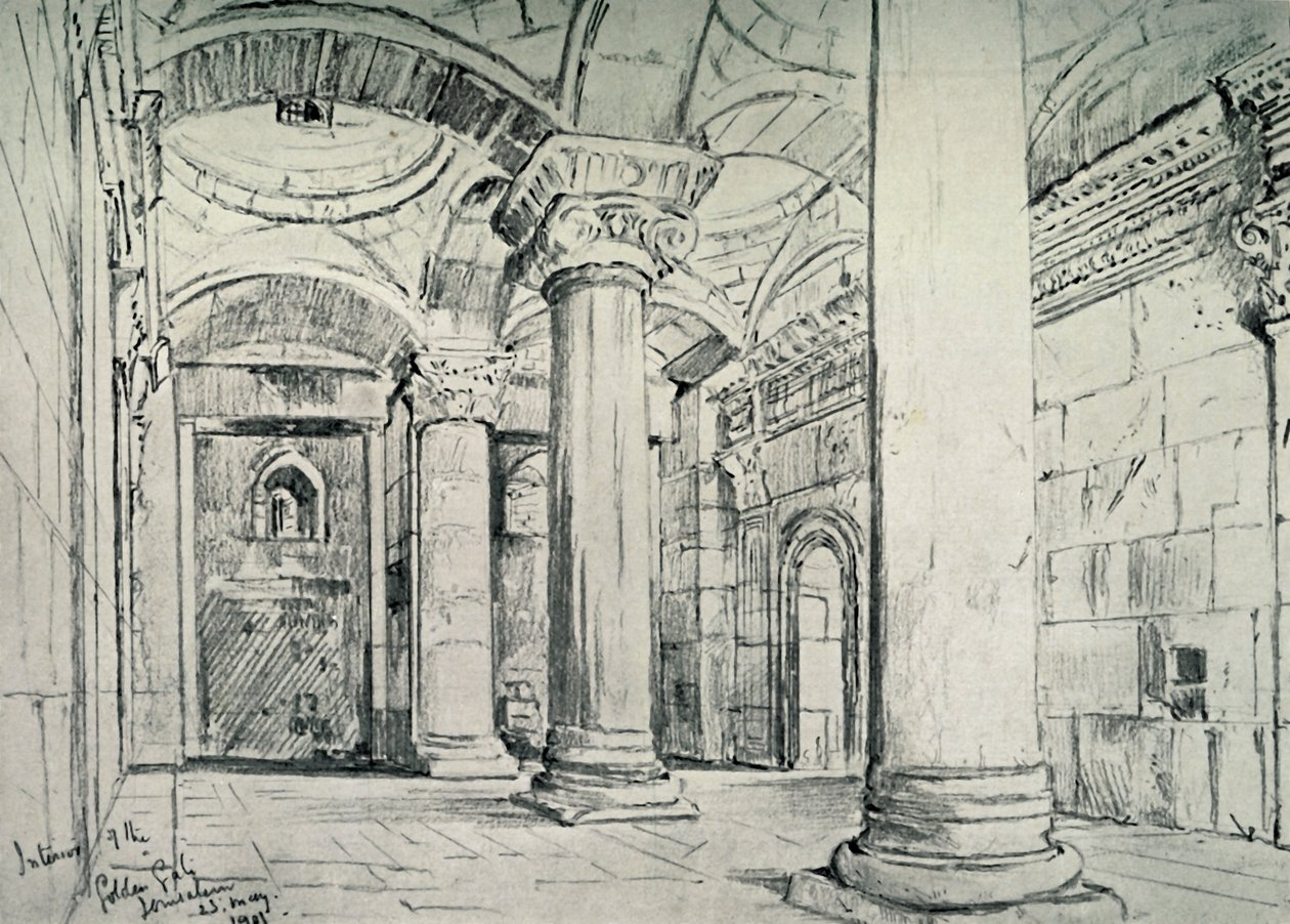 Jerozolima - Wnętrze Złotej lub Pięknej Bramy, 1902. autorstwa John Fulleylove
