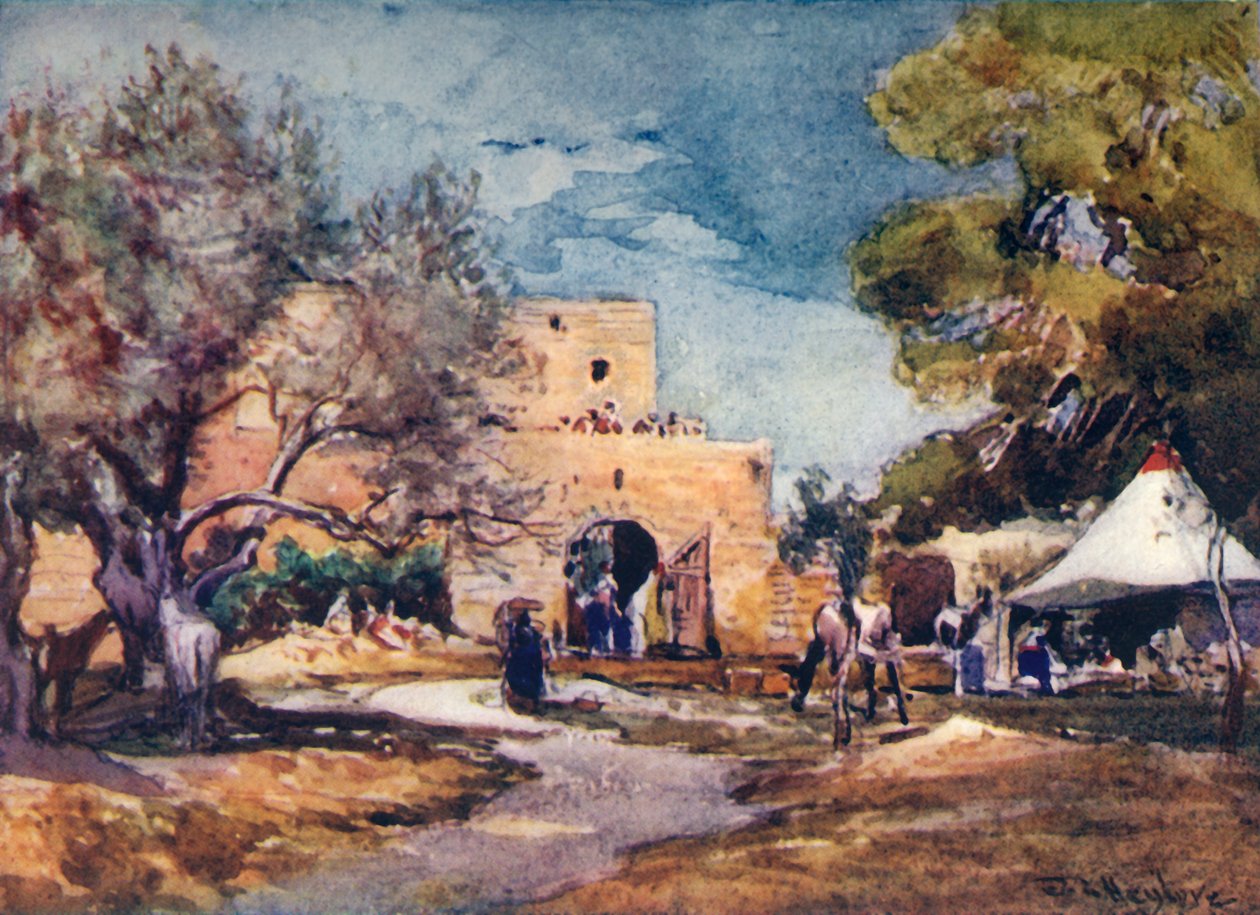 Średniowieczny budynek za północnym murem Jerozolimy, 1902. autorstwa John Fulleylove