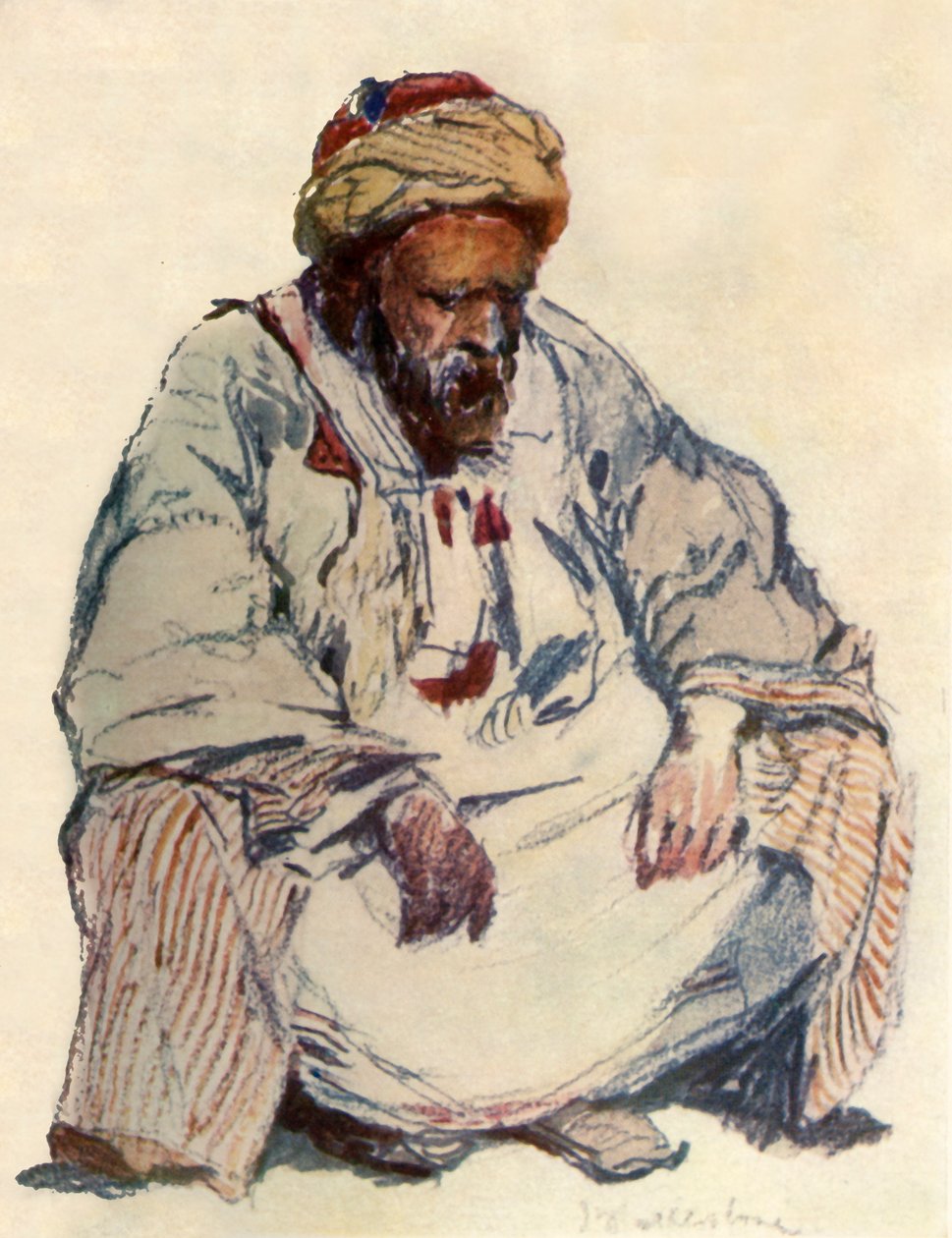 Siedząca postać owczarka syryjskiego w kożuchu, 1902. autorstwa John Fulleylove