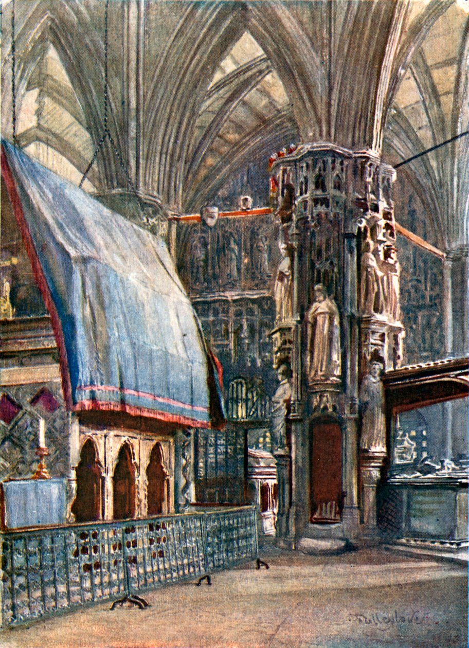 Sanktuarium św. Edwarda i kaplica Henryka V (kolorowa litografia) autorstwa John Fulleylove