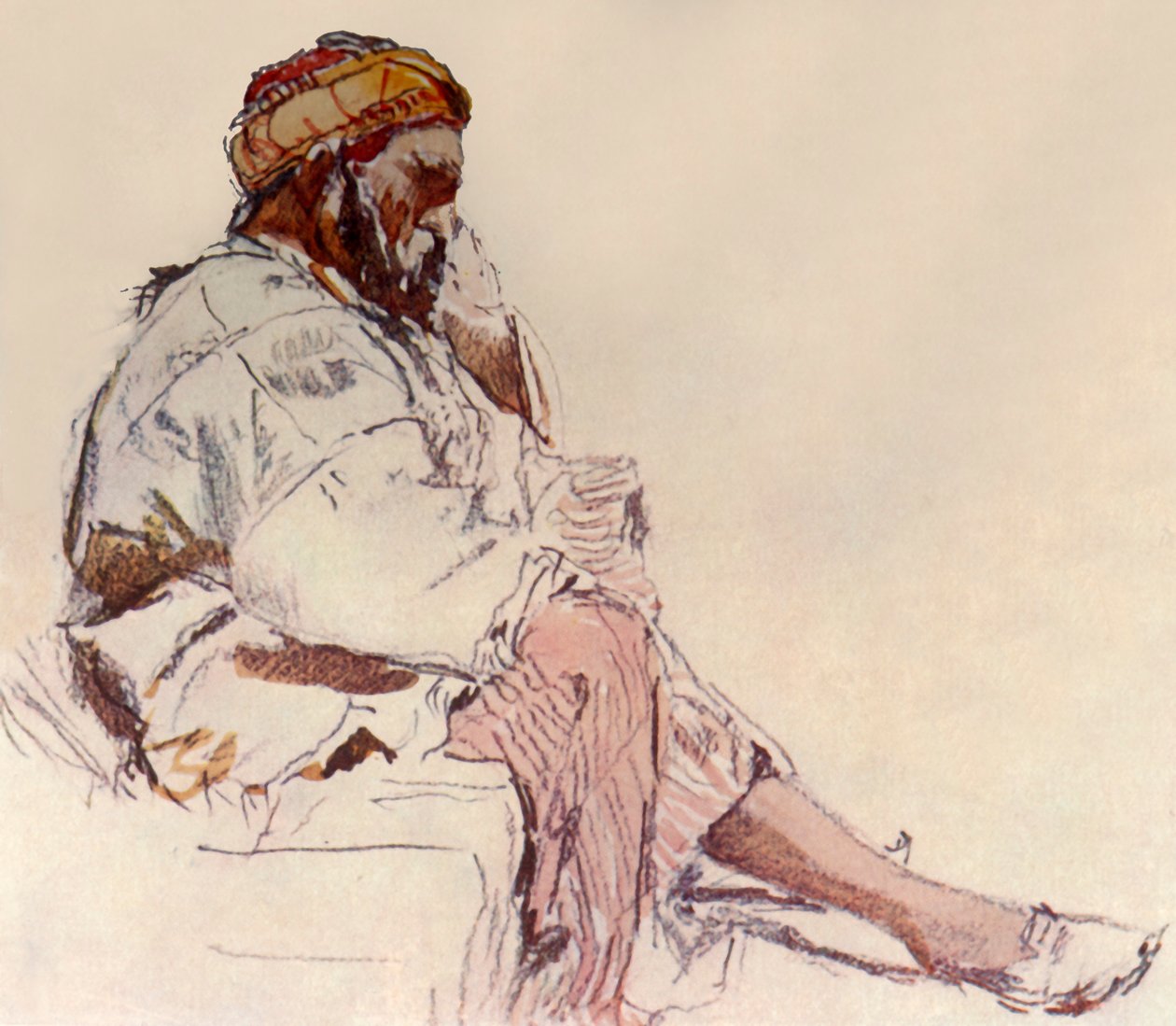 Syryjski chłop siedzący: z profilu, 1902. autorstwa John Fulleylove