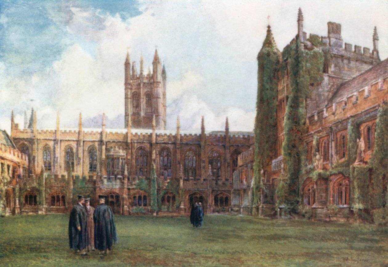 The Cloisters, Magdalen (kolorowa litografia) autorstwa John Fulleylove