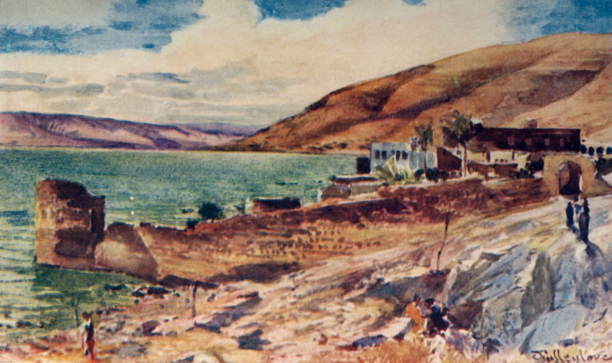 Jezioro Galilejskie, patrząc na południe od Tyberiady, 1902. autorstwa John Fulleylove