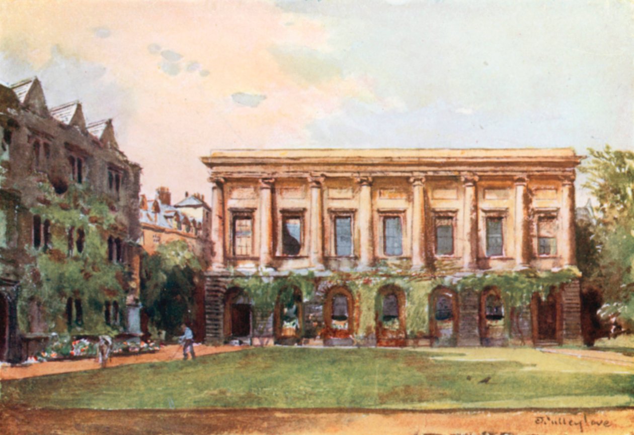Biblioteka, Oriel College (kolorowa litografia) autorstwa John Fulleylove