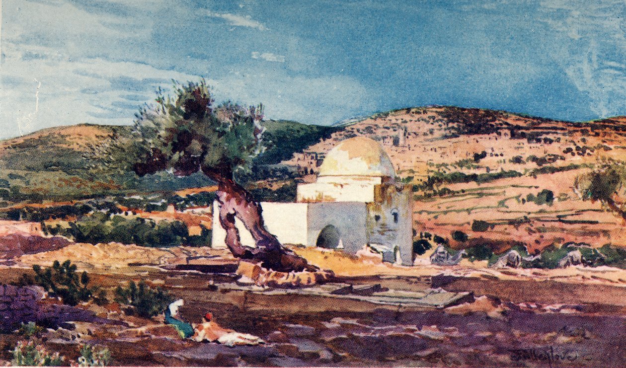 Grób Racheli na drodze z Jerozolimy do Hebronu, 1902. autorstwa John Fulleylove