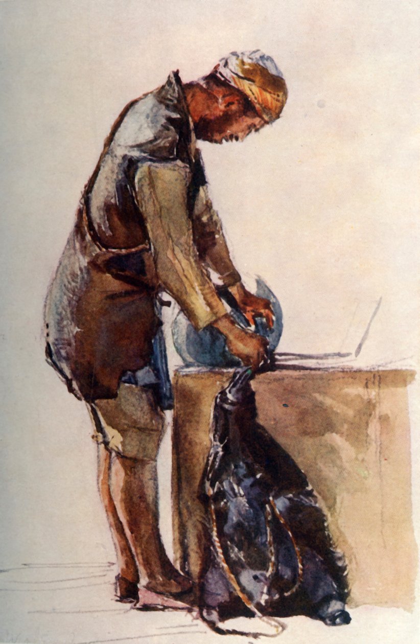 Skóra wypełniająca nosiciela wody, Jerozolima, 1902. autorstwa John Fulleylove