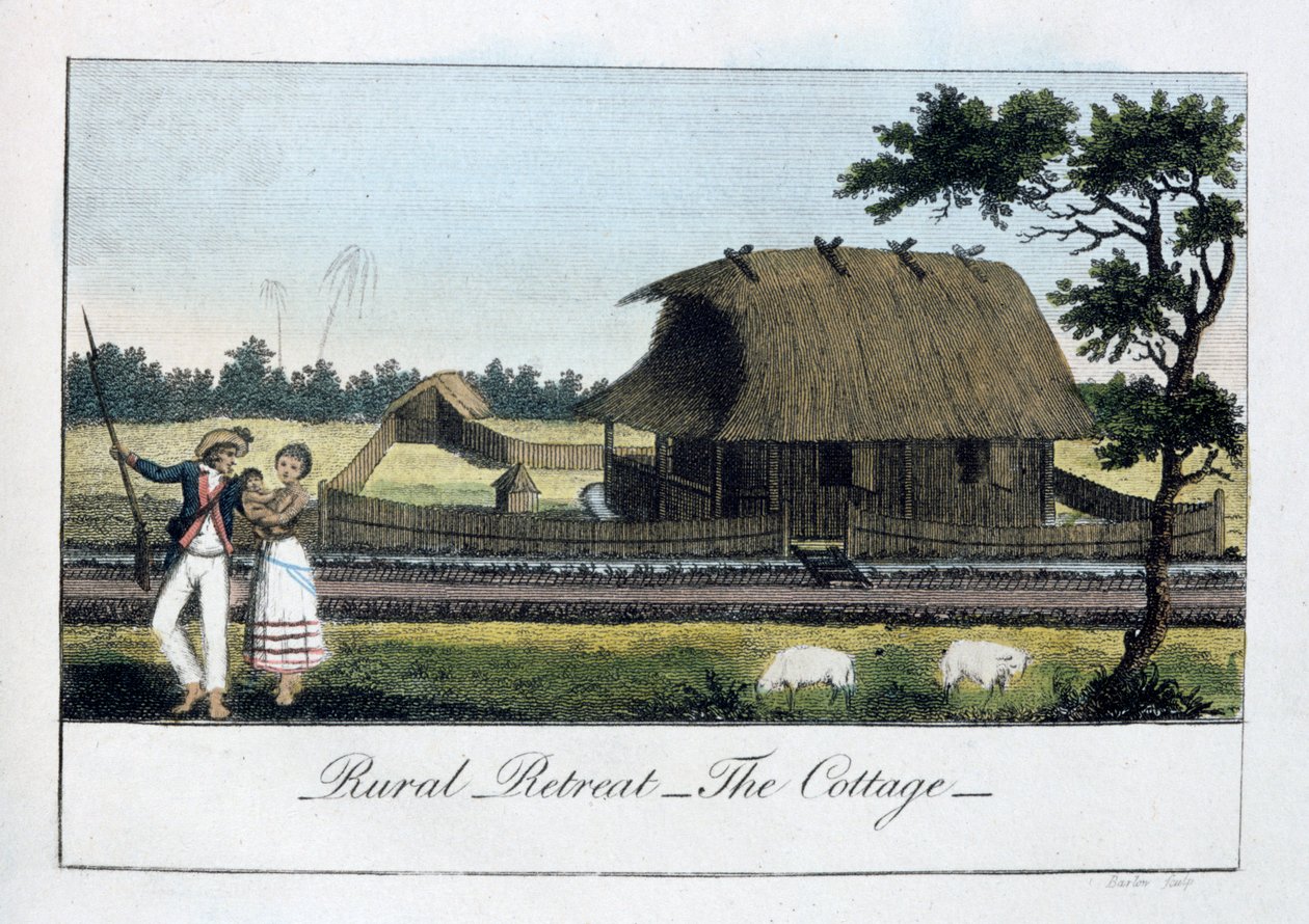 Wiejskie Ustronie, Chata, 1813 autorstwa John Gabriel Stedman