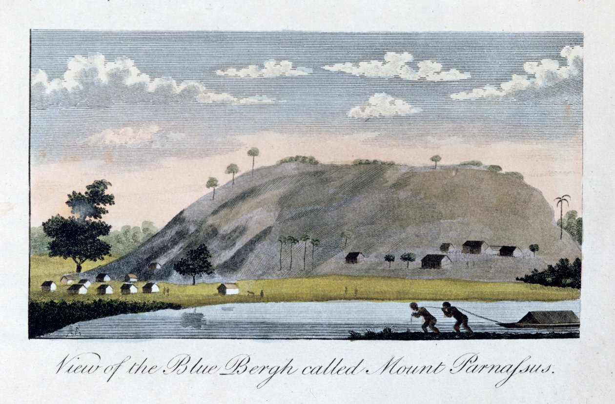 Widok na Błękitną Górę o nazwie Góra Parnas, 1813 autorstwa John Gabriel Stedman