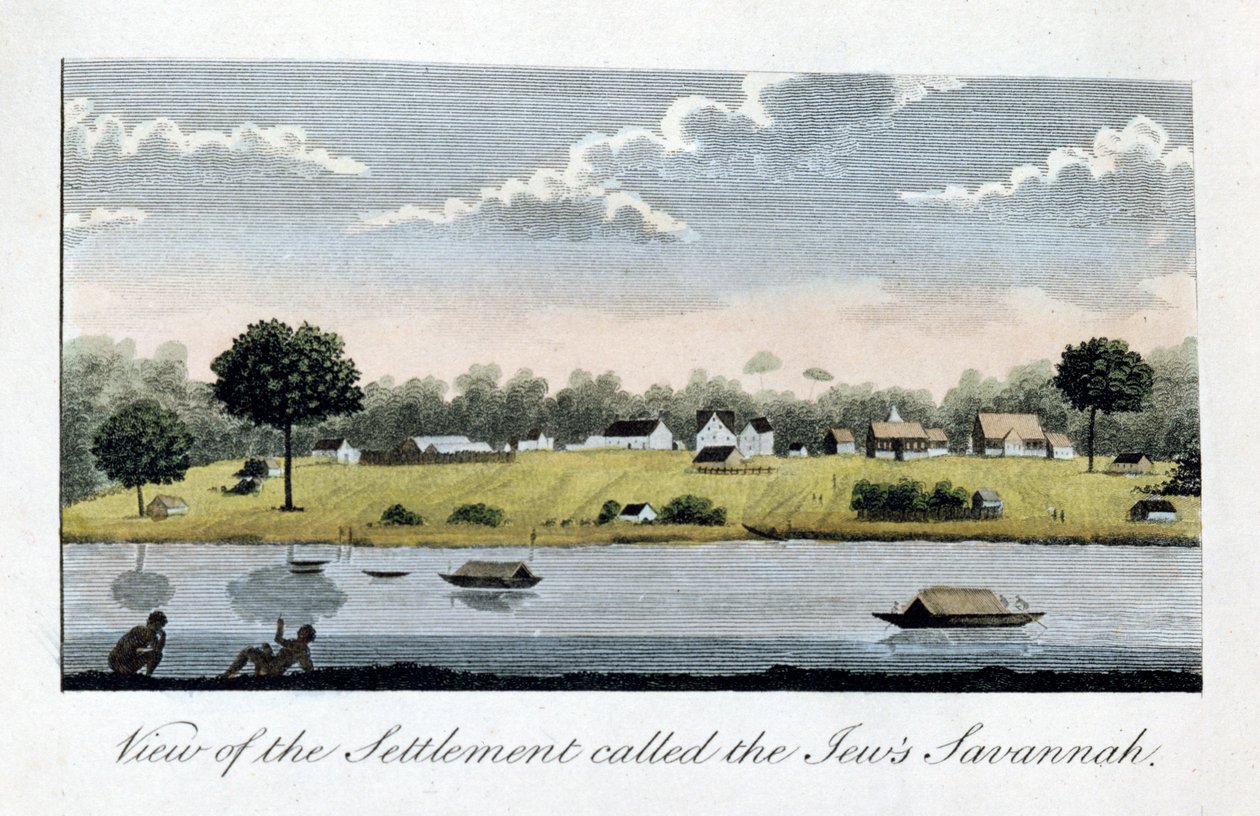 Widok na osadę o nazwie Żydzi Savannah, 1813 autorstwa John Gabriel Stedman