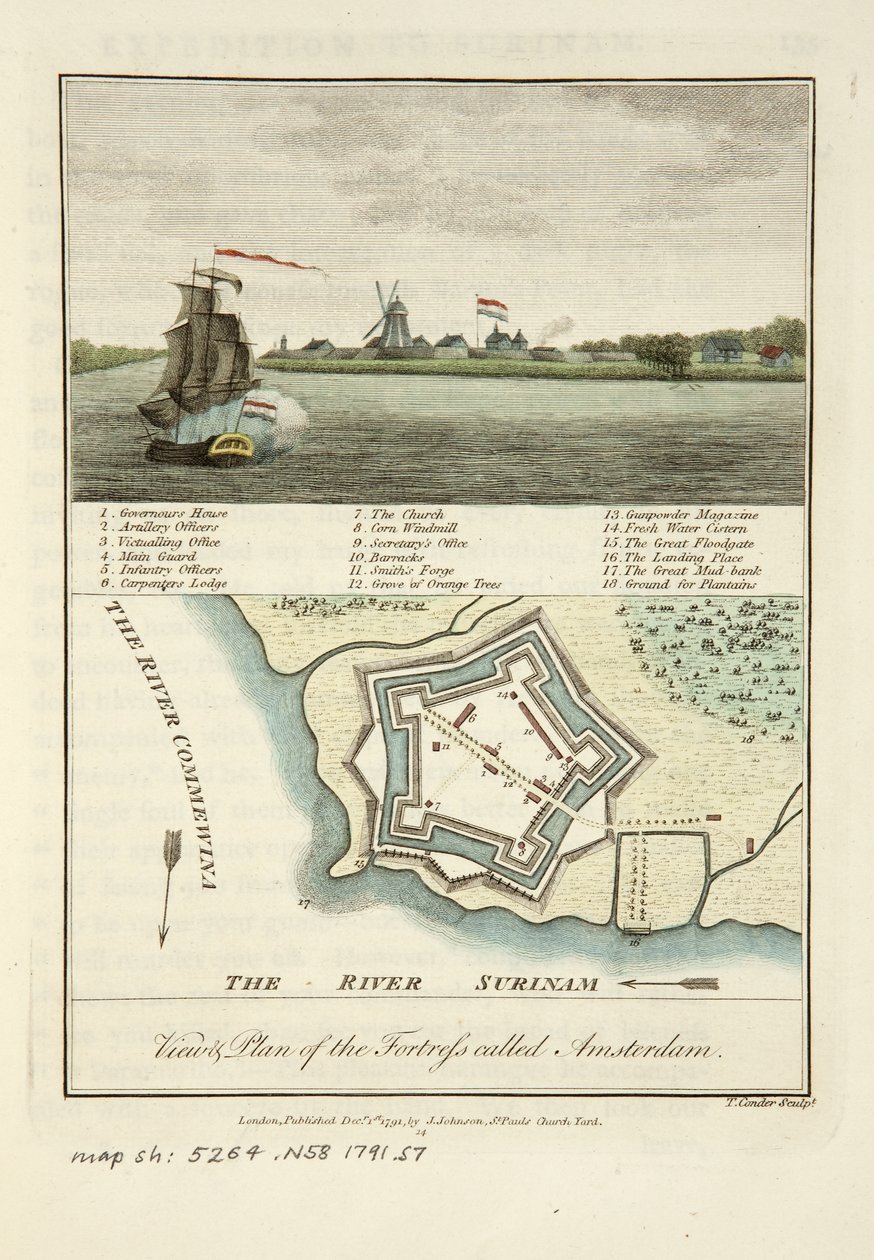 Widoki i plan twierdzy Amsterdam autorstwa John Gabriel Stedman