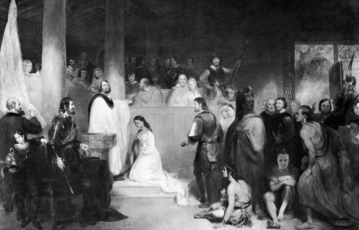 Chrzest Pocahontas w Jamestown, Virginia, 1613, 1840 autorstwa John Gadsby Chapman