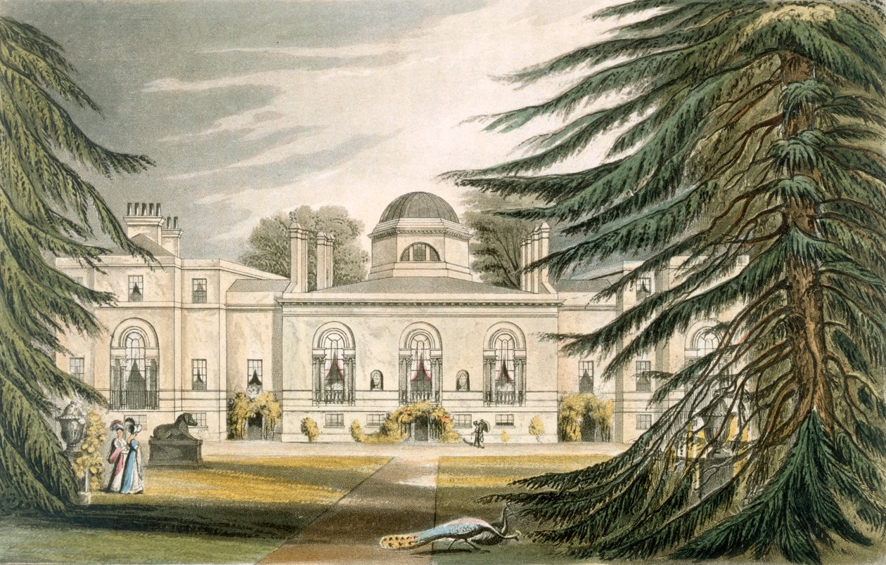Front ogrodu Chiswick House (kolor grawerowany) autorstwa John Gendall