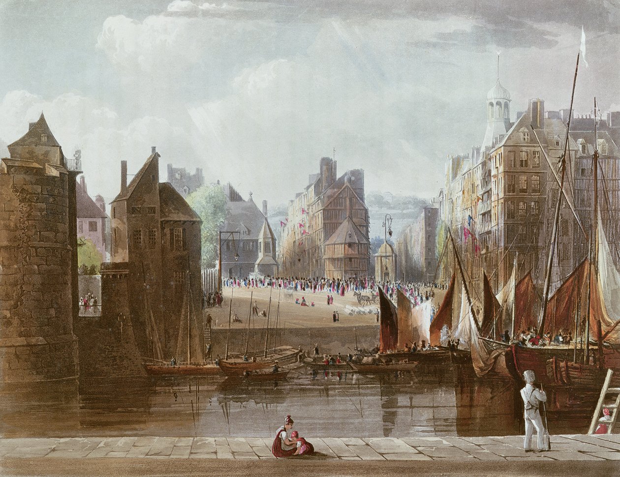 Hawr, z "Widoków na Sekwanę", rycina Thomasa Sutherlanda (ur. 1785) wydana przez R. Ackermanna (1764-1834) 1821 autorstwa John Gendall