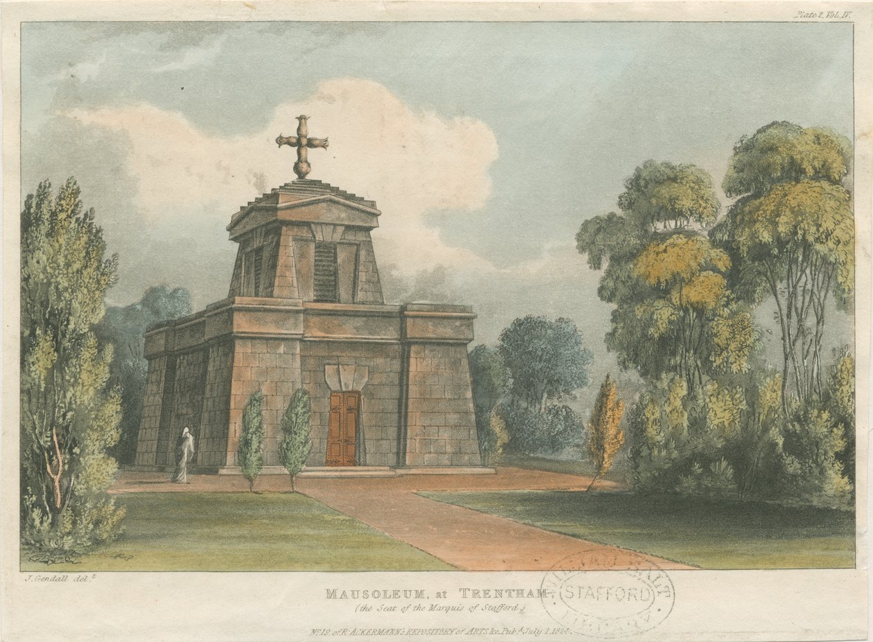 Trentham - Mauzoleum: kolorowa litografia, bd [ok. 1824] autorstwa John Gendall