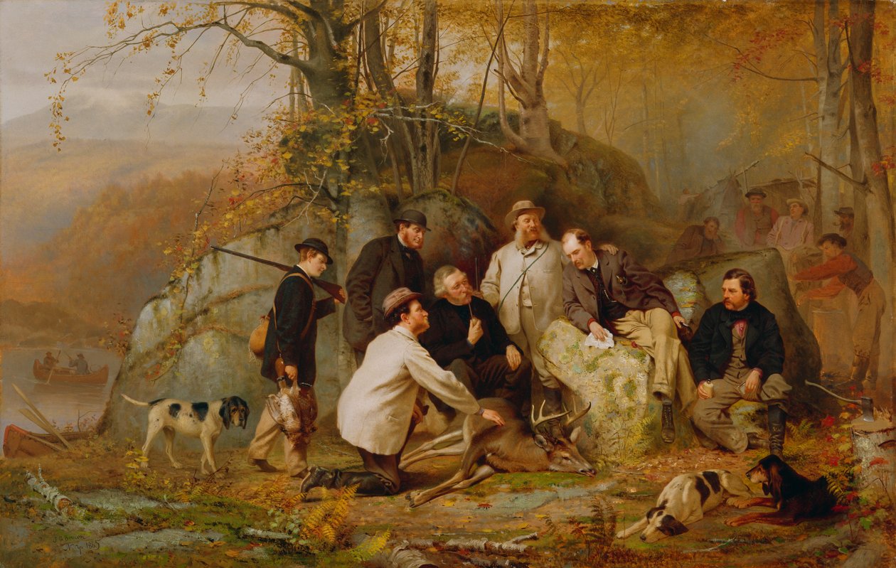 Odbiór strzału: Po polowaniu w Adirondacks, 1865 autorstwa John George Brown