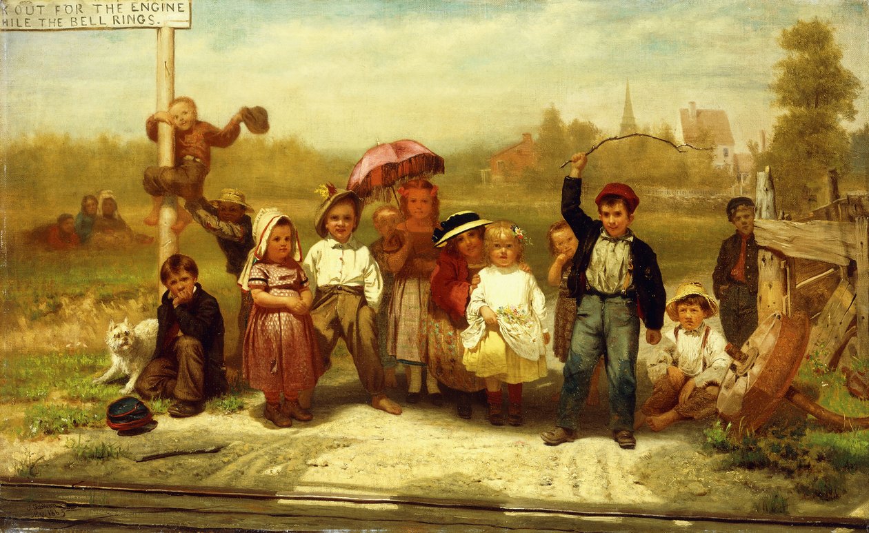 Wypatruj silnika, gdy dzwoni dzwonek, 1863 r. autorstwa John George Brown
