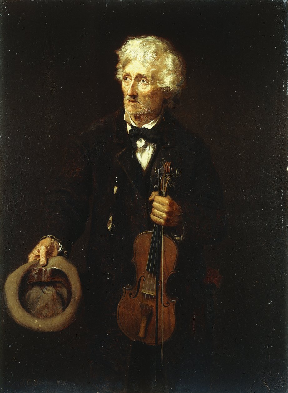 Człowiek ze skrzypcami, 1879 autorstwa John George Brown