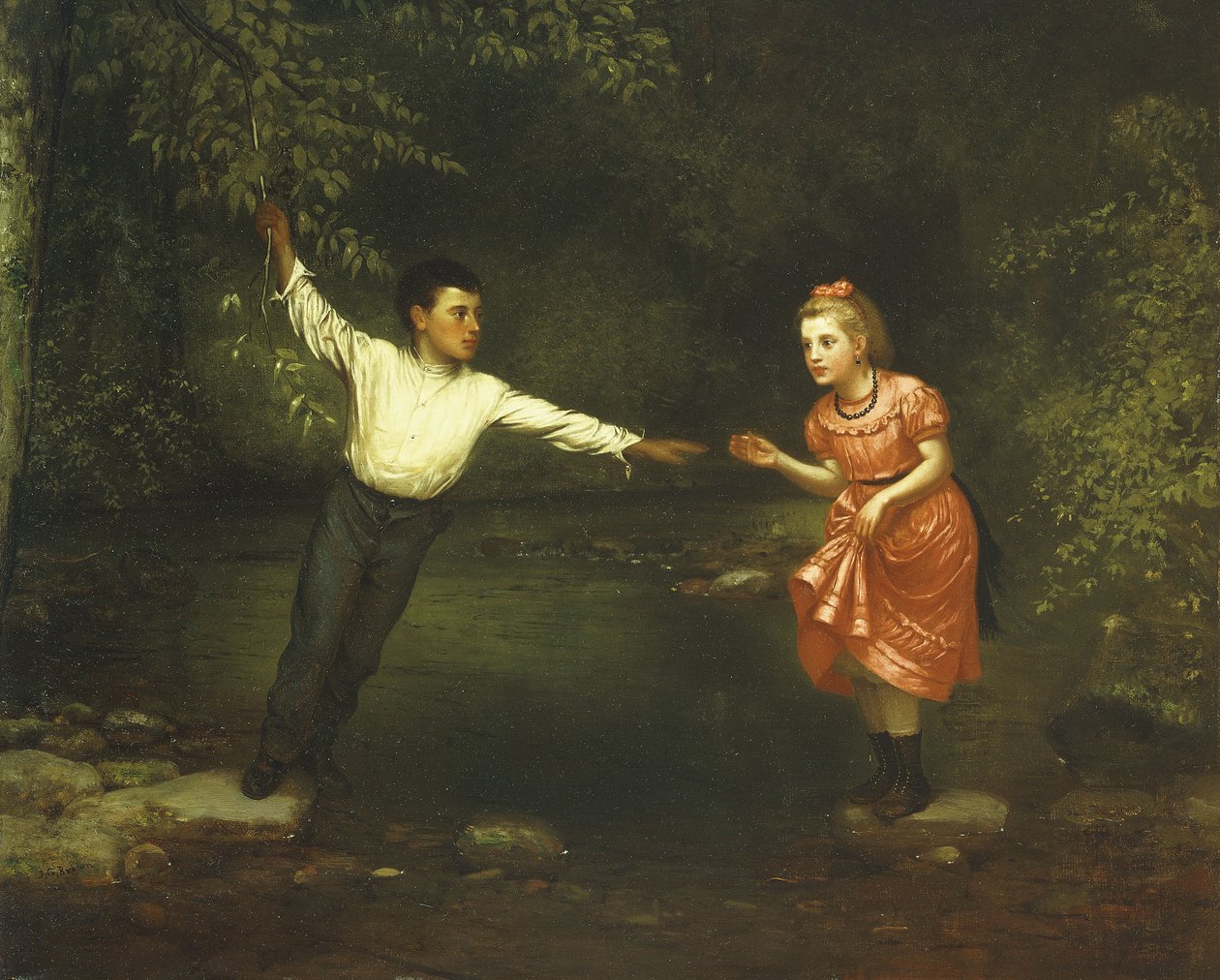 Stepping Stones nad Creek, autorstwa John George Brown