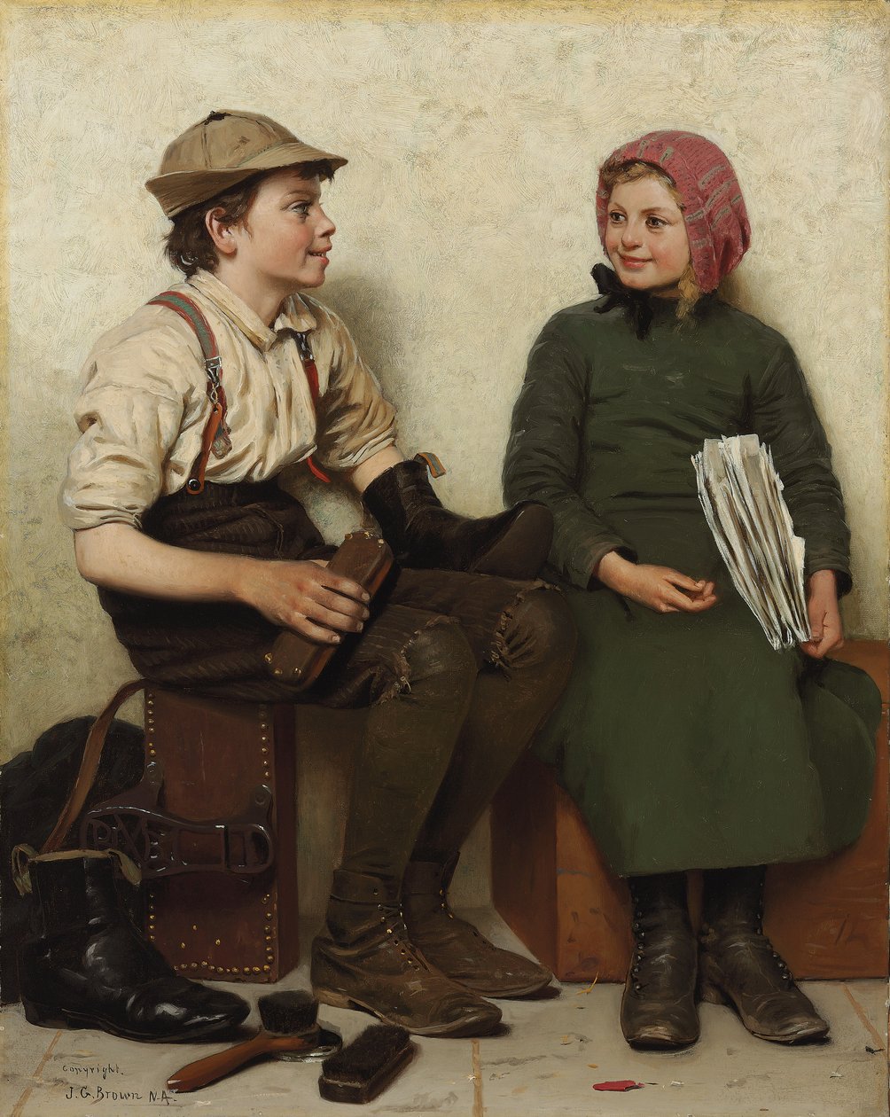 Głowa do głowy, ok. 1888-1890 autorstwa John George Brown