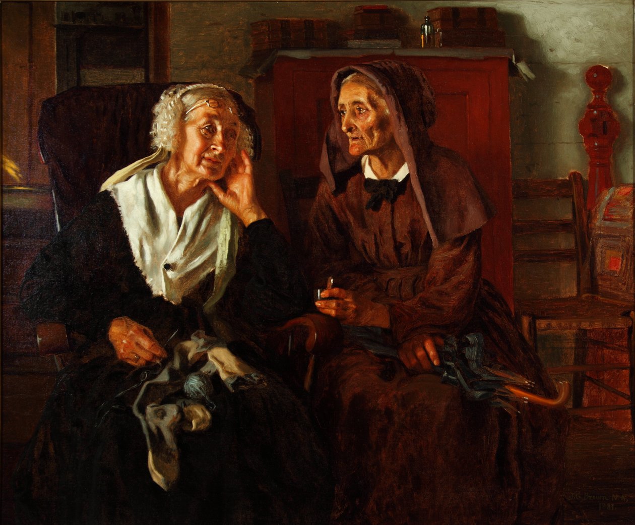 Sąsiedzi 1881 (olej na płótnie) autorstwa John George Brown
