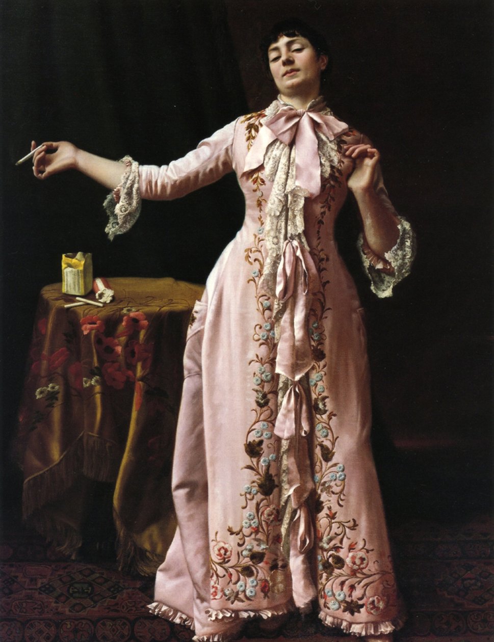 Kobieta paląca, 1895 autorstwa John George Brown
