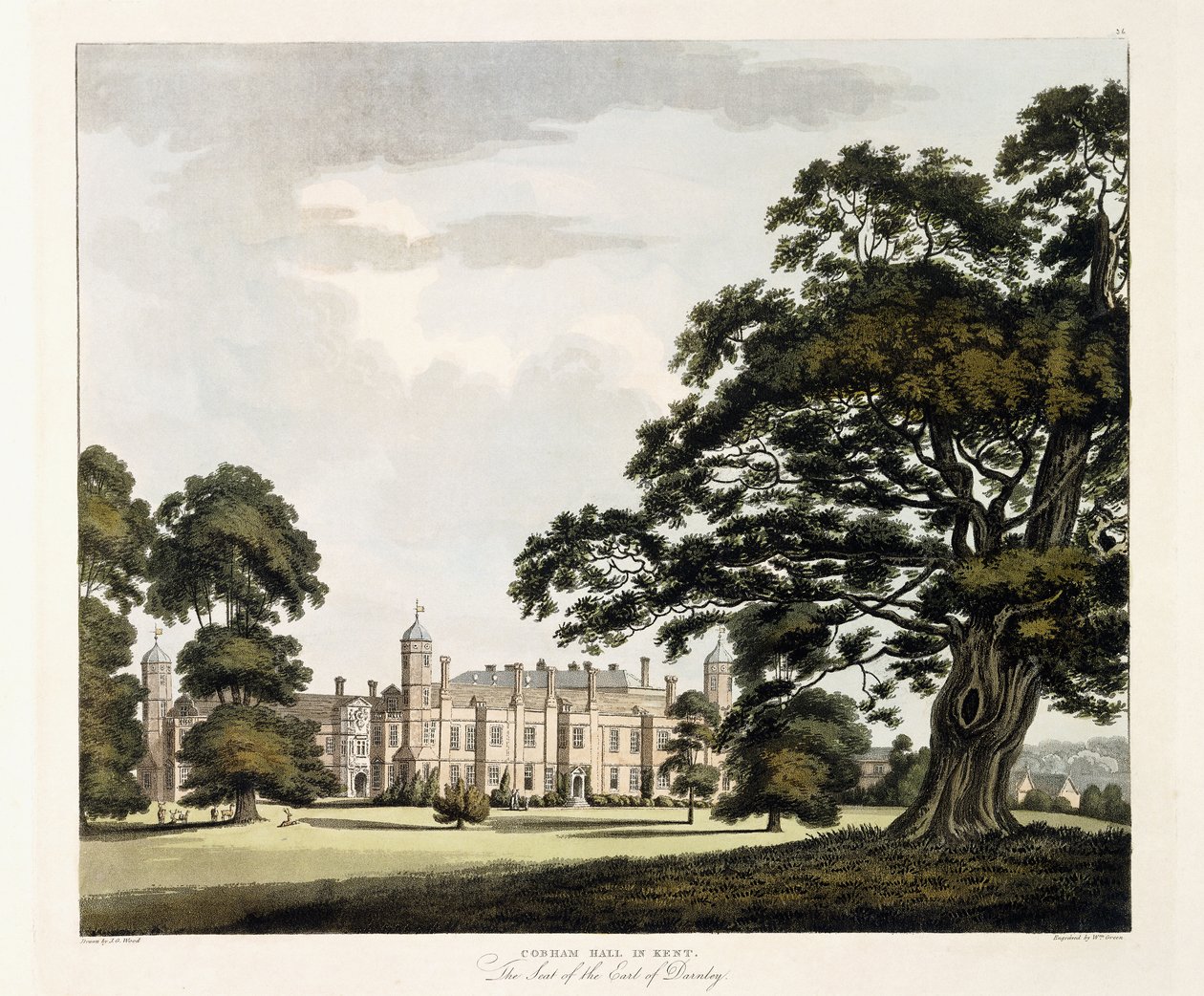Cobham Hall w Kent, 1800 autorstwa John George Wood