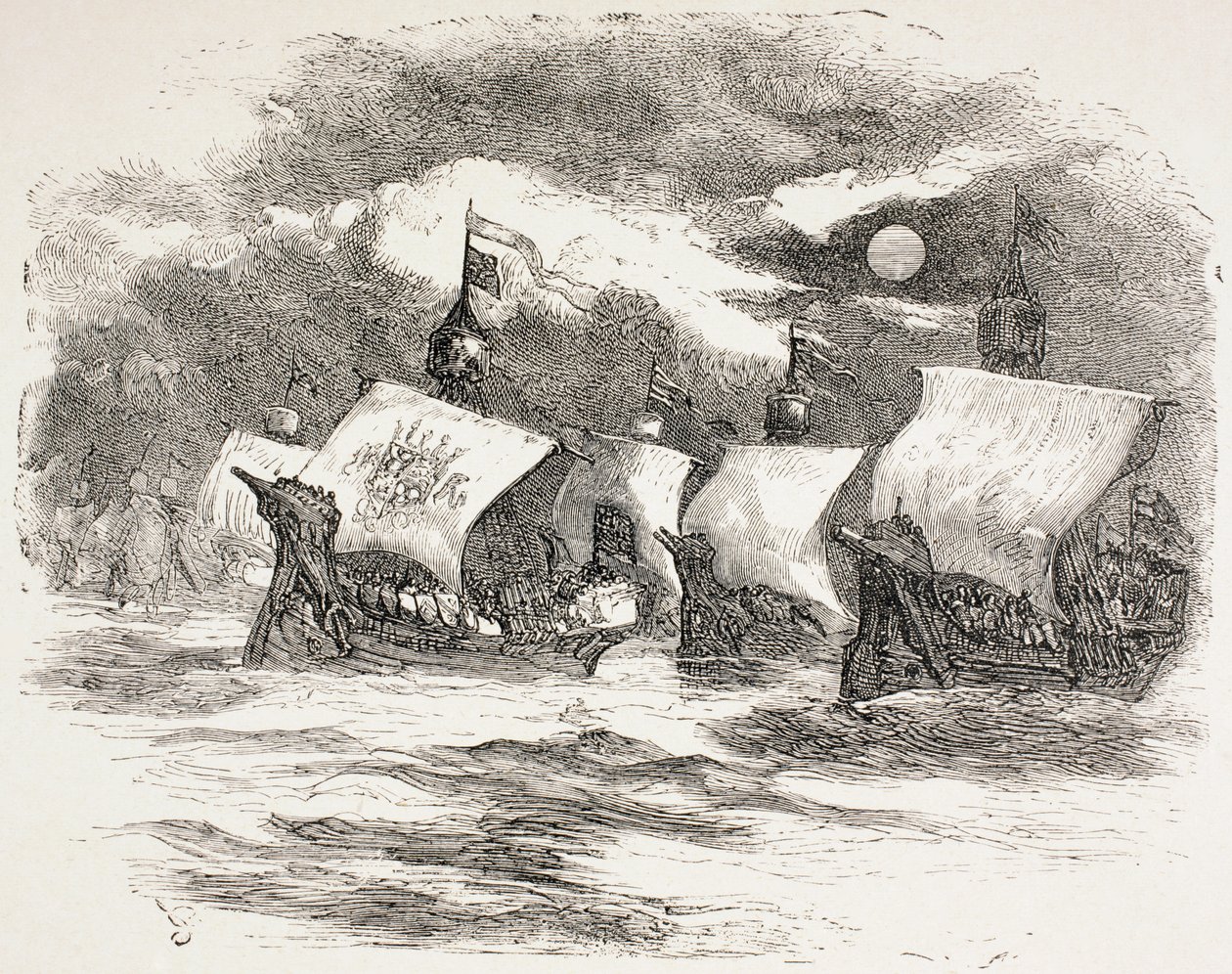 Flota króla Henryka płynie do Francji, 1890 autorstwa John Gilbert